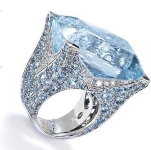Jewelry - Blue Sapphire and CZ Cocktail Ring NWT